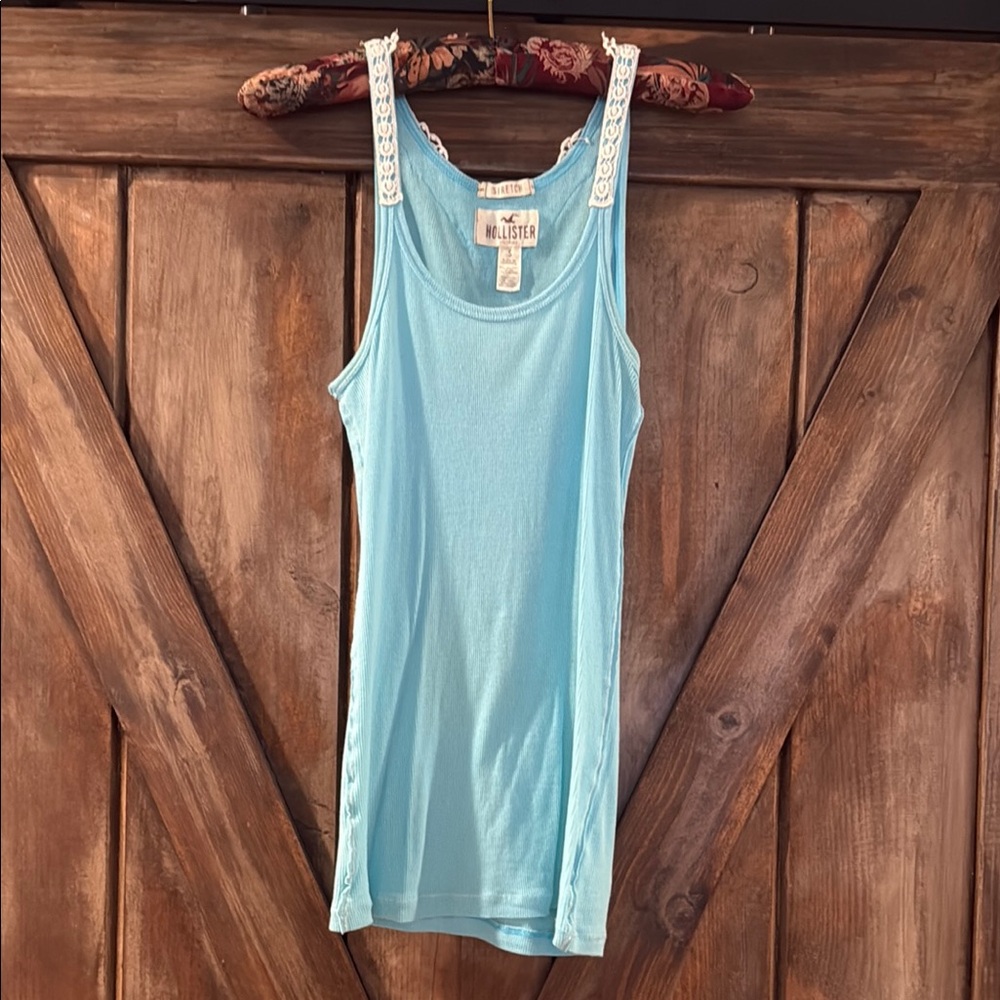 Hollister Light Blue Lace Strap Tank Top